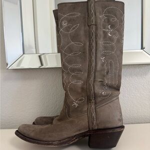 Lucchese grey leather women’s Embroidered Heeled Boots.  Size 8.5.  Box included